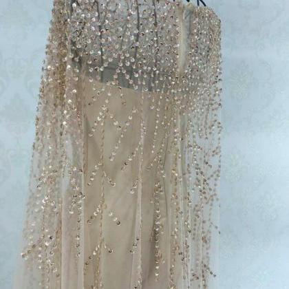 Luxurious A-line Long Sleeves Beads Long Prom Dress Evening Dress on Luulla