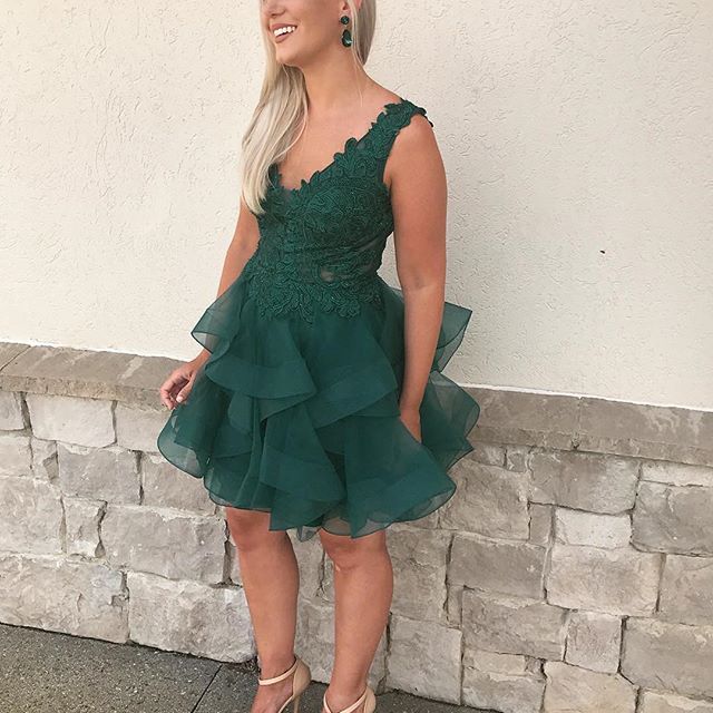 green mini homecoming dress