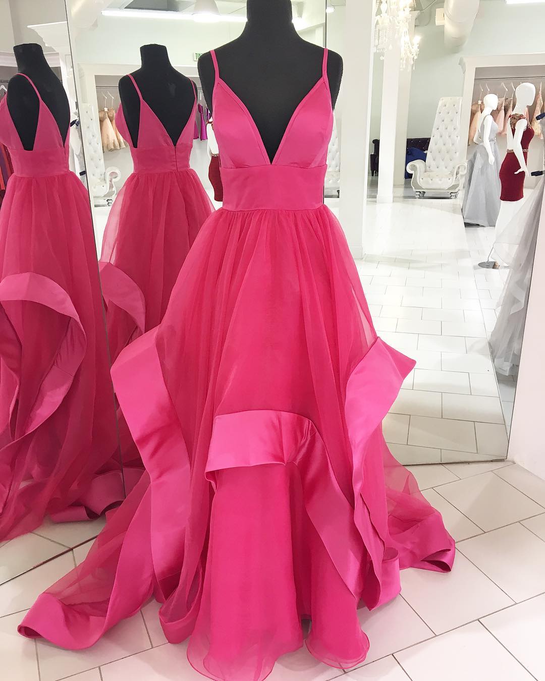 Ballroom Hot Pink Prom Dress
