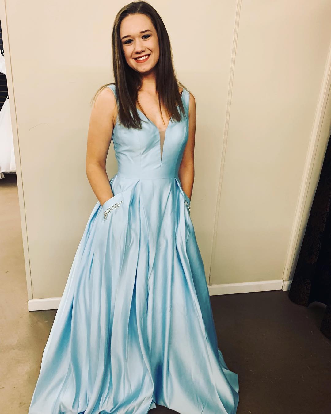 Blue Square Neckline A-line Prom Dress,Blue Princess Dress cc958