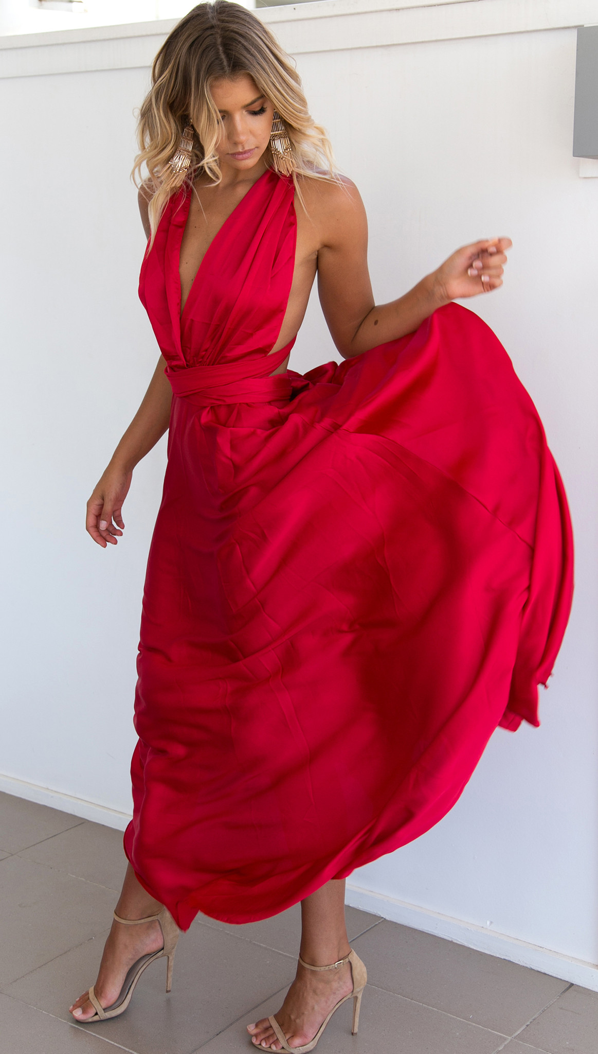 Sexy Halter Red Long Prom Dress Evening Dress With Criss Back On Luulla 6732
