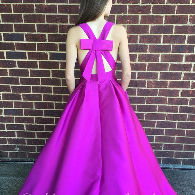 Aline Hot Pink Long Prom Dress With Ribbon Back on Luulla